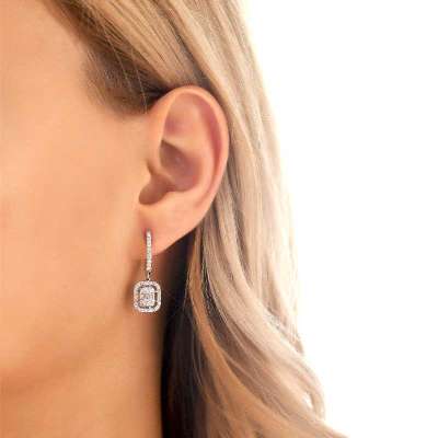 0.82ct Pırlanta Baget Küpe - 2