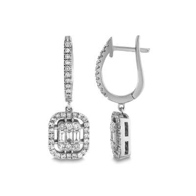 0.82ct Pırlanta Baget Küpe - 1