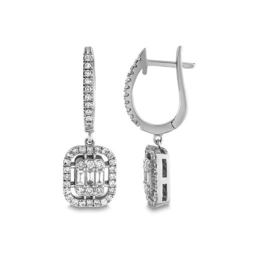 0.82ct Pırlanta Baget Küpe - 1