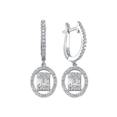 0.82ct Pırlanta Baget Küpe - ENGİNGOLD STR