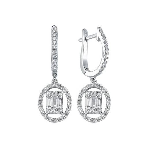 0.82ct Pırlanta Baget Küpe - 1
