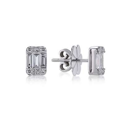 0.89 ct Pırlanta Baget Küpe - ENGİNGOLD MDL