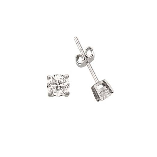 0.92ct Pırlanta Tektaş Küpe - 1