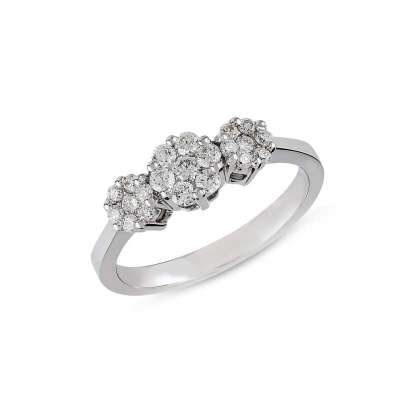 0.95Ct Pırlanta Tria - Üçtaş Yüzük-18k - ENGİNGOLD