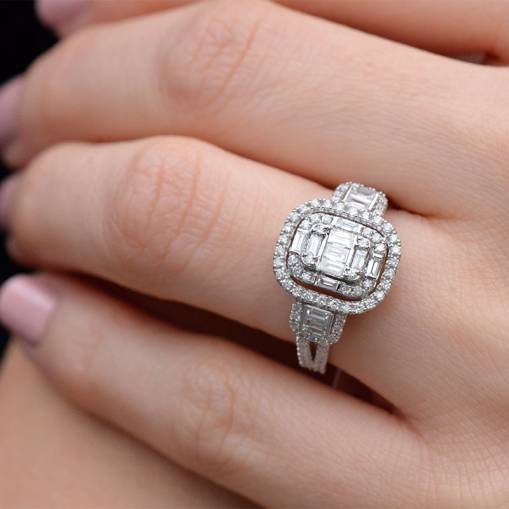 0.96ct Pırlanta Baget Yüzük - 1