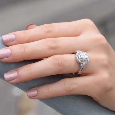 0.96ct Pırlanta Baget Yüzük - 2