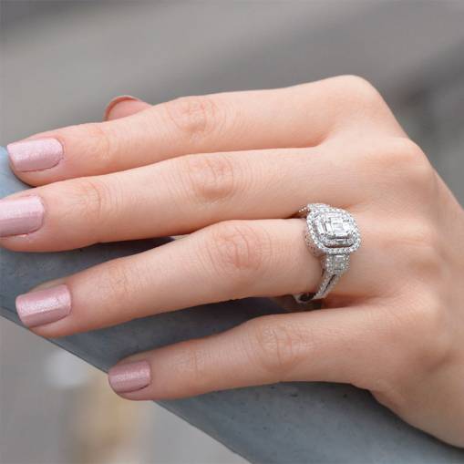 0.96ct Pırlanta Baget Yüzük - 2