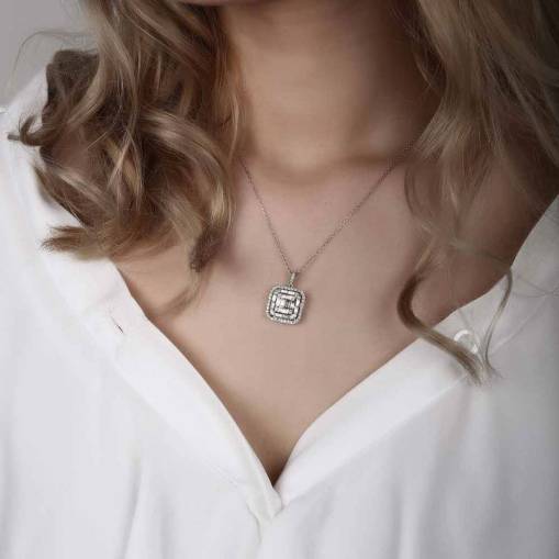 1.07ct Pırlanta Baget Kolye - 2