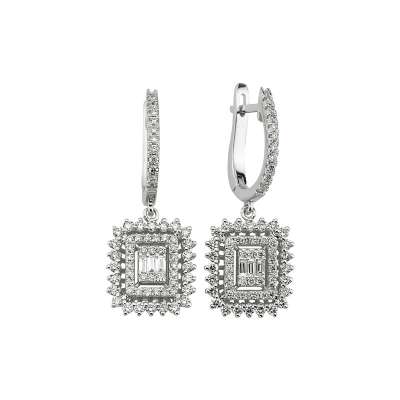 1.09ct Pırlanta Baget Küpe - ENGİNGOLD STR