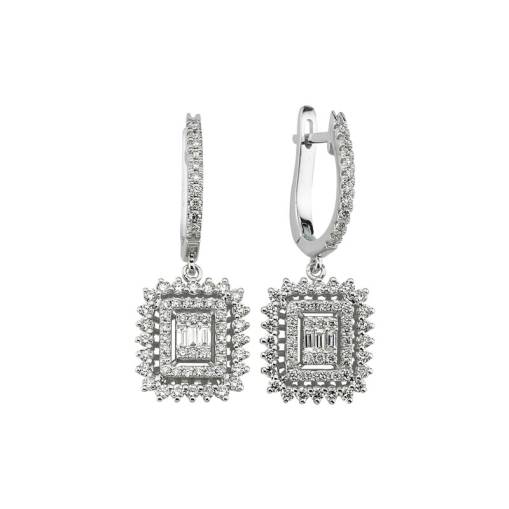 1.09ct Pırlanta Baget Küpe - 1