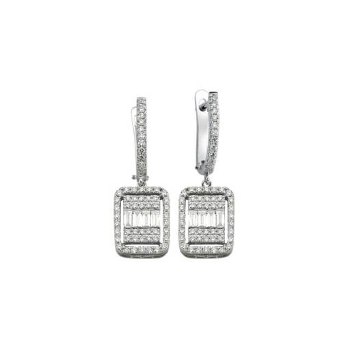 1.10ct Pırlanta Baget Küpe - 1