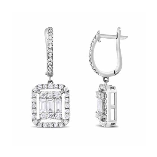 1.32ct Pırlanta Baget Küpe - 1