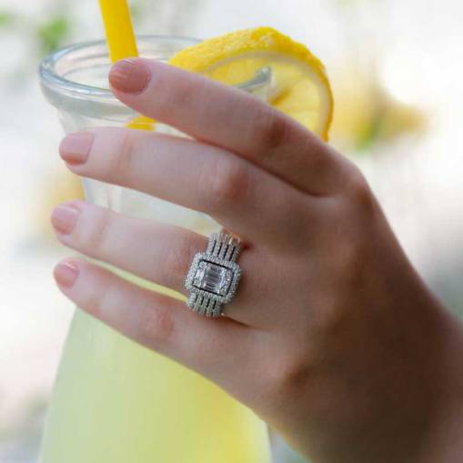 1.39Ct Baget Pırlanta Yüzük - 4