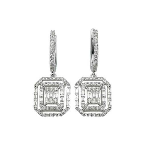 1.39ct Pırlanta Baget Küpe - 1