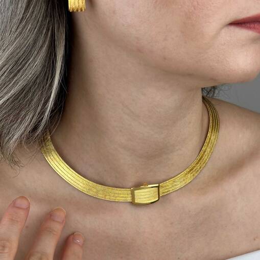 14 Ayar 5 Sıra Trabzon Hasır Gerdanlık – Sarı Altın Trabzon Kolye - 1