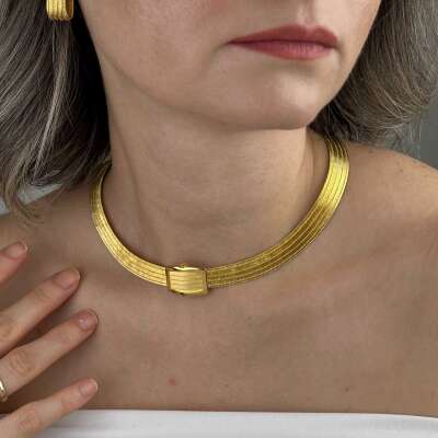 14 Ayar 5 Sıra Trabzon Hasır Gerdanlık – Sarı Altın Trabzon Kolye - 2