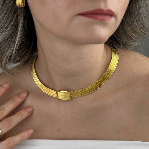 14 Ayar 5 Sıra Trabzon Hasır Gerdanlık – Sarı Altın Trabzon Kolye - 2