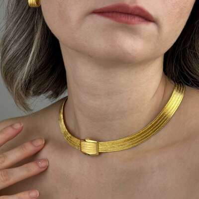 14 Ayar 5 Sıra Trabzon Hasır Gerdanlık – Sarı Altın Trabzon Kolye - 3