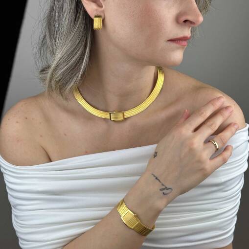 14 Ayar 5 Sıra Trabzon Hasır Gerdanlık – Sarı Altın Trabzon Kolye - 4