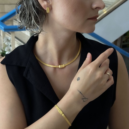 14 Ayar Altın 2 Sıra Trabzon Hasır Kolye - 3