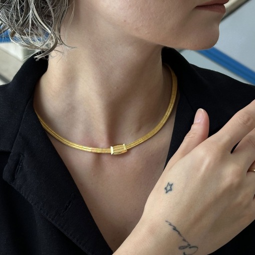 14 Ayar Altın 2 Sıra Trabzon Hasır Kolye - 1