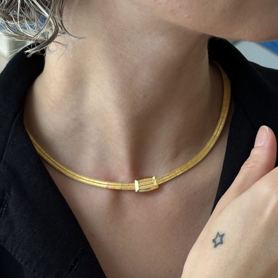 14 Ayar Altın 2 Sıra Trabzon Hasır Kolye - 2