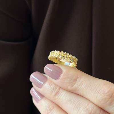 14 Ayar Altın Sarmaşık Tasarım Yüzük - 3