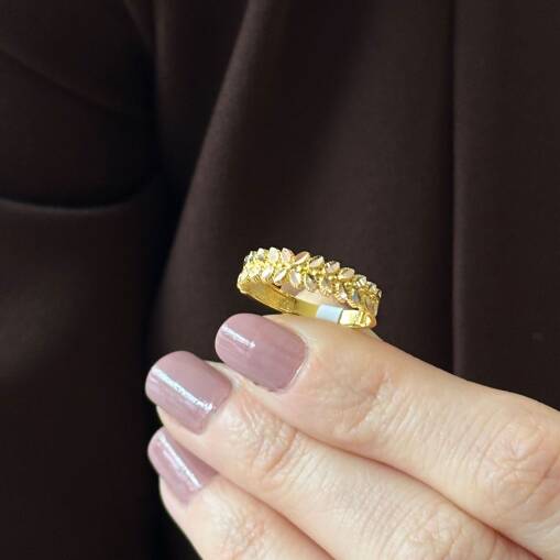 14 Ayar Altın Sarmaşık Tasarım Yüzük - 3