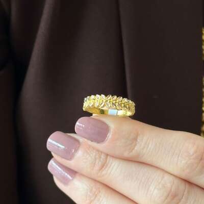 14 Ayar Altın Sarmaşık Tasarım Yüzük - 4