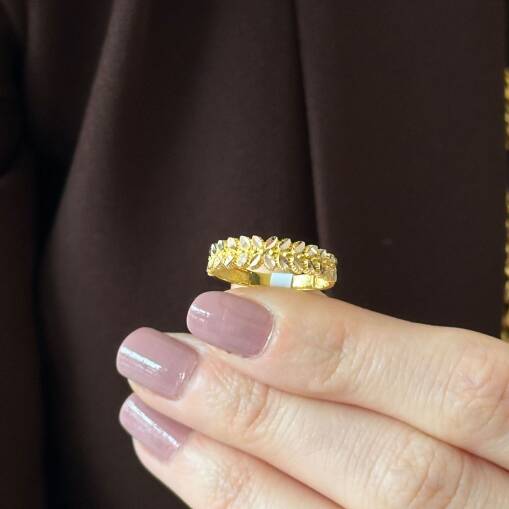 14 Ayar Altın Sarmaşık Tasarım Yüzük - 4