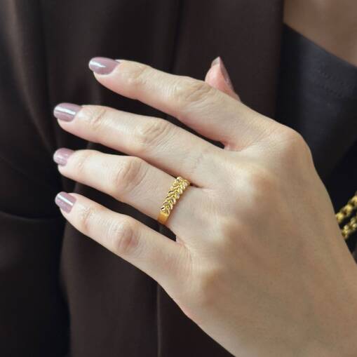 14 Ayar Altın Sarmaşık Tasarım Yüzük - 2