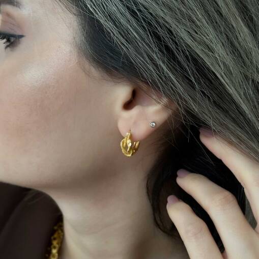 14 Ayar Altın Ajda Aşk Düğümü Halka Küpe - 3