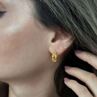 14 Ayar Altın Ajda Aşk Düğümü Halka Küpe - 2