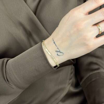 14 Ayar Altın Ajda Bileklik – Kalemli Desenli Zarif - 3