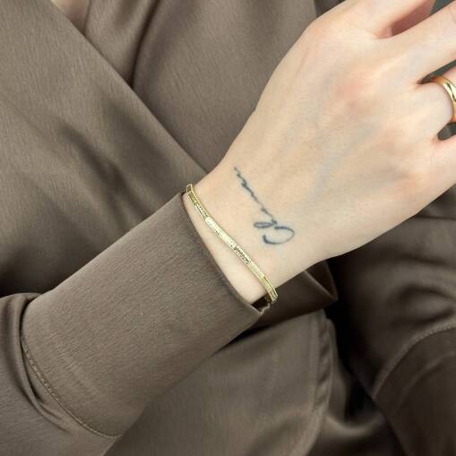 14 Ayar Altın Ajda Bileklik – Kalemli Desenli Zarif - 4