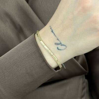 14 Ayar Altın Ajda Bileklik – Kalemli Desenli Zarif - 5