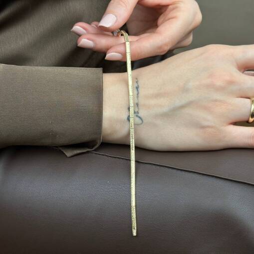 14 Ayar Altın Ajda Bileklik – Kalemli Desenli Zarif - 1