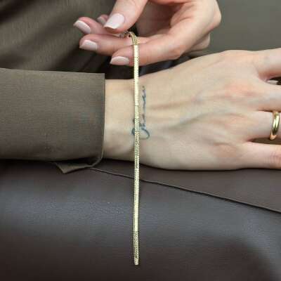 14 Ayar Altın Ajda Bileklik – Kalemli Desenli Zarif - 2