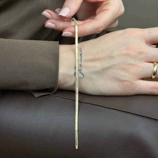 14 Ayar Altın Ajda Bileklik – Kalemli Desenli Zarif - 2