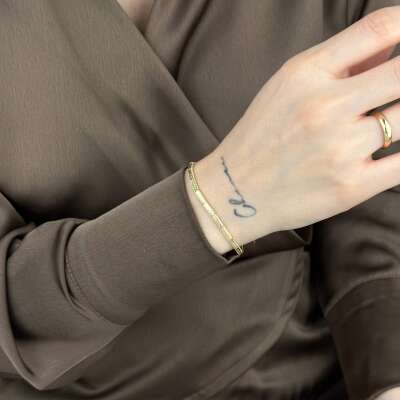 14 Ayar Altın Ajda Bileklik – Kalemli Desenli Zarif - 6