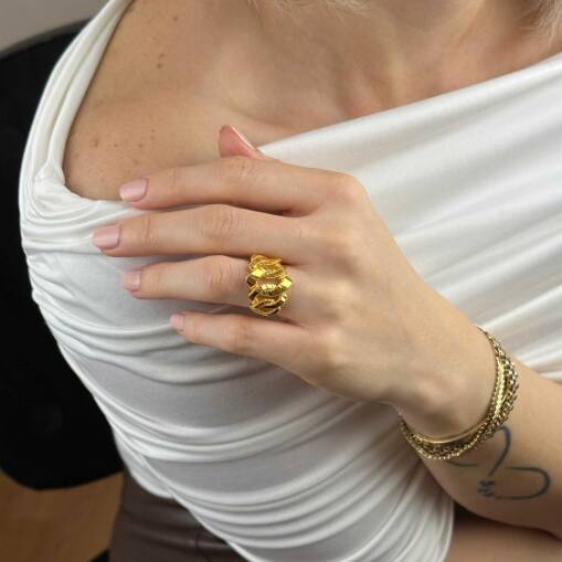 14 Ayar Altın Ajda Yüzük – Gurmet Zarif Tasarım - 3