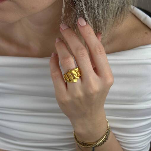 14 Ayar Altın Ajda Yüzük – Gurmet Zarif Tasarım - 1