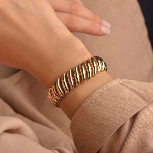14 Ayar Altın Akordiyon Bileklik - 1