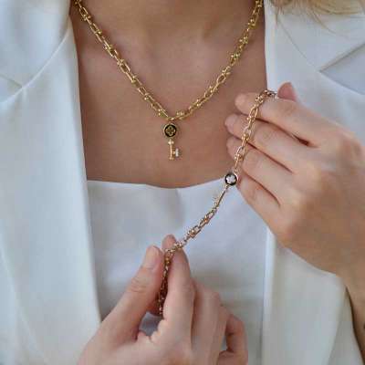 14 Ayar Altın Anahtar Figürlü Bileklik - 2