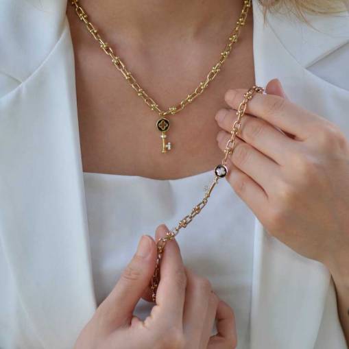 14 Ayar Altın Anahtar Figürlü Bileklik - 2