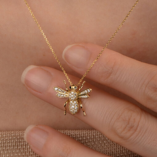 14 Ayar Altın Arı Kolye - 2