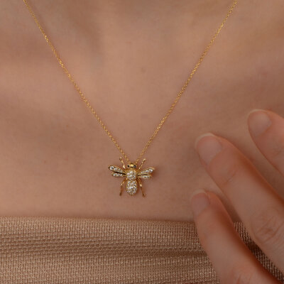 14 Ayar Altın Arı Kolye - 3