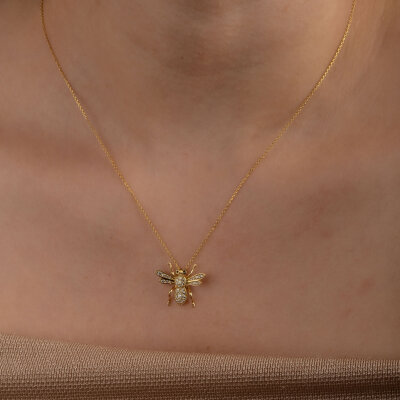 14 Ayar Altın Arı Kolye - 4