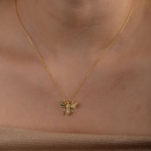 14 Ayar Altın Arı Kolye - 4