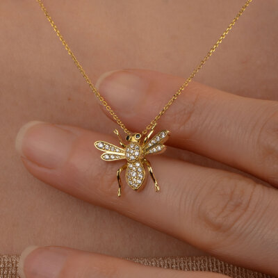 14 Ayar Altın Arı Kolye - 5